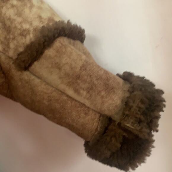 VINTAGE GINO BROWN‎ LEATHER SHEEPSKIN SHERLING COAT SIZE 12 - Picture 6 of 11